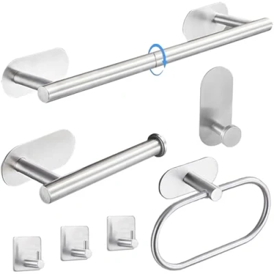 Imagen de 80CM Laimew Juego de Accesorios Baño, Toalleros Baño sin Taladro 7 Piezas, aro para Acero Inoxidable