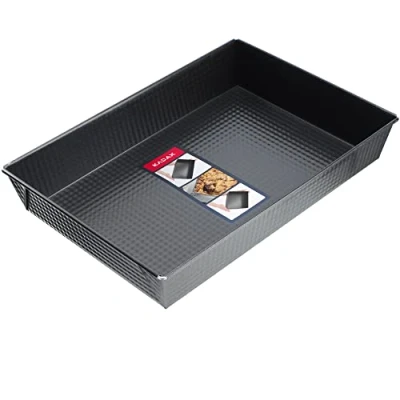 Imagen de KADAX molde rectangular para hornear en 3 tamaños, bordes altos de chapa tartas, pan tostado, tarta queso, brownie, fácil limpiar, caja distribución del calor (36 x 25,5 cm,