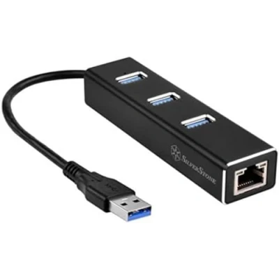 Imagen de Silverstone Ep04 Adaptador Usb 3.0/ethernet + Hub 3xusb 3.0