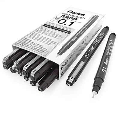 Imagen de Pentel Rotulador Pointliner calibrado pigmentado. Punta de 0,1mm. Pack 12