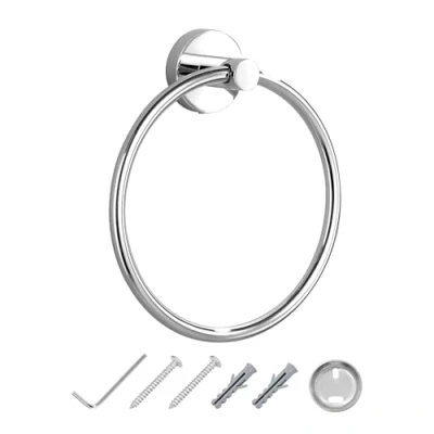 Imagen de JASSFERRY Toallero redondo de pared con diseño moderno lujo para toallas baño, cromo pulido
