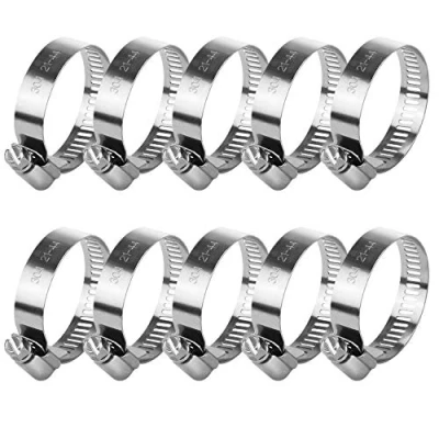 Imagen de Abrazaderas de manguera ajustables acero inoxidable Mangueras tornillo sin fin manguera, paquete 10 (21 44 mm)