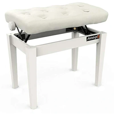 Imagen de Audibax KB500W Banqueta para Piano o Teclado Banco Plegable de Gran Resistencia Ajustable en Altura 47 a 55,5 cm Taburete Acolchado Fabricado Madera