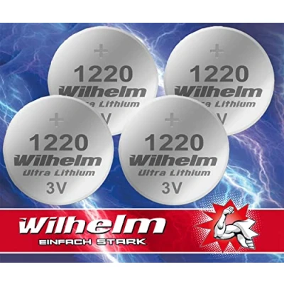 Imagen de Wilhelm DL1220 CR1220 Pilas de botón (litio, CR1220, 40 mAh, diámetro 12 x 2,0 mm, 4 unidades)