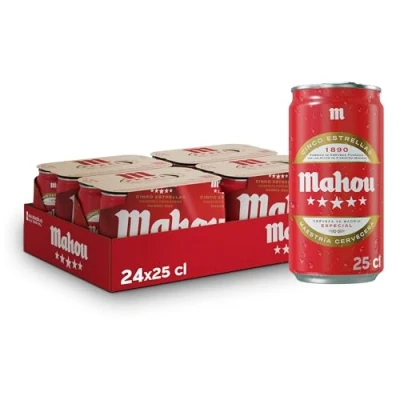 Imagen de Mahou 5 Estrellas Cerveza Especial Dorada Lager, Pack de 24 Latas x 25 cl, Sabor Estrellas, 5,5% Volumen Alcohol
