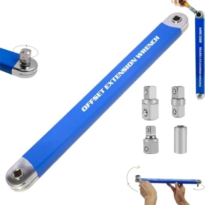 Imagen de Pro Zero Offset Extension Wrench,Wrench Extender,15 Inch Multifunctional Wrench with 1/4&quot;, 3/8&quot;,Square Drive Adapters,Best Impact For Tight Space A