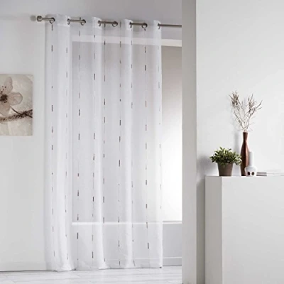 Imagen de Douceur d&#039;Intérieur Visillo Modelo Chenilla con Ojales Fabricado en poliéster, Natural, 260x140 cm