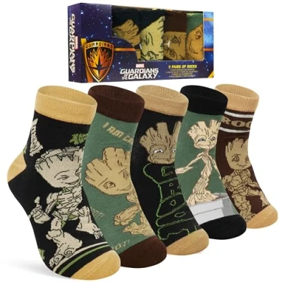 Imagen de Marvel Transpirables Calcetines Tobilleros Hombre, Pack de 5 Regalos Papá (Multicolor Groot)