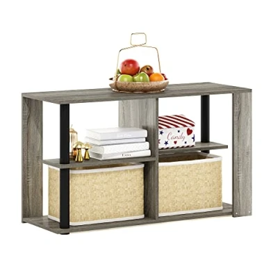 Imagen de Furinno Romain Mesa de Centro con estantes, Engineered Wood, Roble Francés/Negro, 29.7 (D) x 80 (W) 46.7 (H) cm
