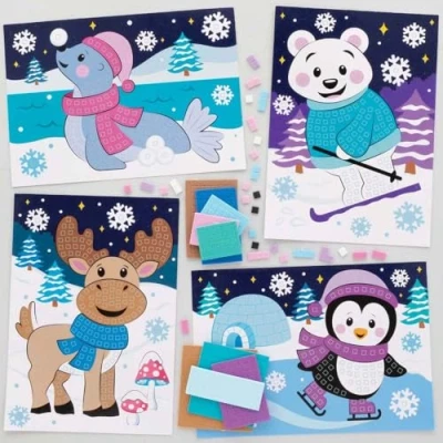 Imagen de Baker Ross FC284 Decoraciones Imágenes para Colorear Bosque de Invierno Paquete 10, Fieltro Manualidades, Juego Manualidades los Niños