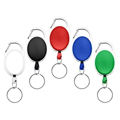 Imagen de Fushing 5 piezas Llavero Retráctil,Mosquetón de Carrete Tarjeta Cinturon con Cordón Nylon Extensible para Soporte ID