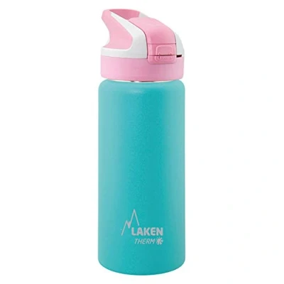 Imagen de LAKEN Botella de Agua Térmica al Vacío Acero Inoxidable Doble Pared (0,5L Turquesa) Tecnología 24 Horas Frío Ideal para Trabajo o Deporte Cierre Hermético y Uso Vertical