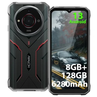 Imagen de HOTWAV T7S 2025 Moviles Resistentes, Batería 6280mAh, 8GB+128GB/2TB Móvil Rugerizado, 6.52&quot; HD+ Pantalla, Android 13 Movil Antigolpes, 8MP+21MP Cámara, IP68IP69K, Dual SIM 4G/OTG/GPS/Face ID Negro
