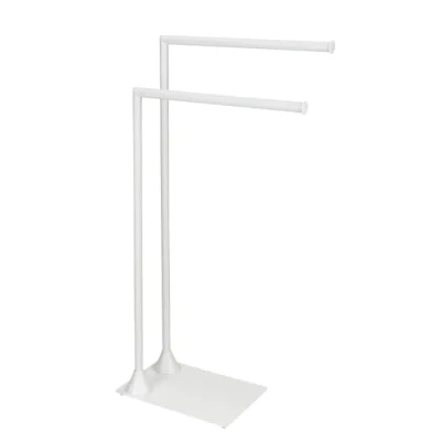 Imagen de WENKO Hella Toallero de pie con 2 Brazos para baño y Sala Estar, Acero Lacado, Color Blanco Mate