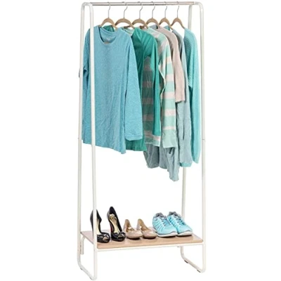 Imagen de Iris Ohyama Perchero metálico, con 1 Estante, Blanco, Diseño Moderno, Marco Resistente, Antideslizante, para Dormitorio, Estudio, Armario, Ropa y zapatos, Secado, Montaje fácil, PI B1