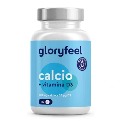 Imagen de Calcio y Vitamina D (1000 UI) 800mg de Carbonato D3 para favorecer la absorción del calcio* Altamente dosificado 180 Tabletas 3 meses Sin aditivos