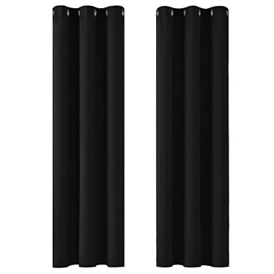 Imagen de Deconovo Cortinas Opacas para Interiores, 2 Piezas, 229 cm de Alto, Modernas térmicas el hogar, con ollados, 107 x (Ancho Alto), Color Negro