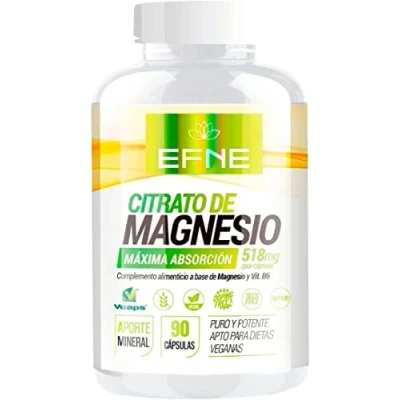 Imagen de EFNE Complemento de Citrato Magnesio + Vitamina B6 510mg Elemental por Tablet 90 Capsulas Reduce Cansancio y Fatiga Suministro para 50 días Vegano
