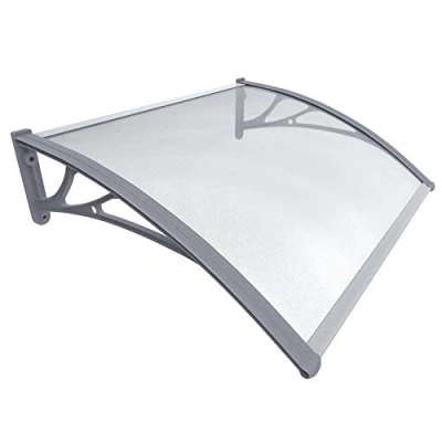 Imagen de VOUNOT Marquesinas Exterior para Puertas y Ventanas, 100 x 80 cm Tejadillo de Protección, Toldo Cubierta Policarbonato en Jardín, Gris
