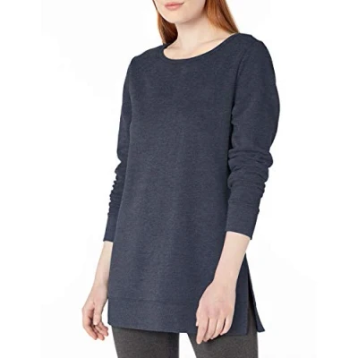 Imagen de Amazon Essentials Sudadera Larga con Cuello Abierto, Forro Polar Mujer, Azul Marino Mezcla, M