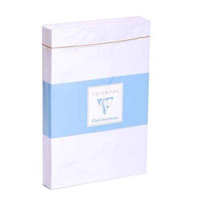 Imagen de Clairefontaine 8516C Un paquet de 25 enveloppes blanches Triomphe gommées 11,4x16,2 cm 90g (avec doublure blanche 50g) sous bande