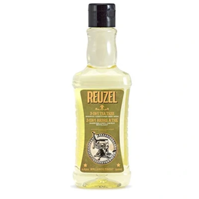 Imagen de Reuzel 3 In 1 Tea Tree Shampoo para cuerpo y cabello Alivia e hidrata la piel Ideal el cuidado del cuero cabelludo Aclarar limpiar, puede utilizarse a diario Fórmula vegana 350ml