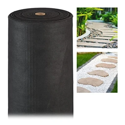 Imagen de Relaxdays Malla Antihierbas 150 g/m² Permeable y Resistente a los Rayos UV, Polipropileno, Negro, 50 m