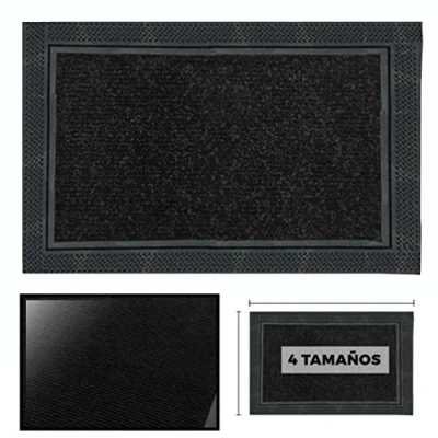 Imagen de LucaHome Felpudo Entrada casa Negro 60x80 cm Rectangular de Goma Moqueta Base Antideslizante, Felpudo, fácil Limpieza, Absorbente, Fepudo para Exterior e Interior