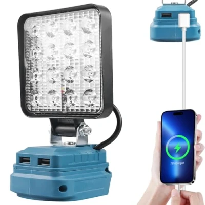 Imagen de lámpara con batería para Makita 18 V, W, 5400 lm, de trabajo LED, foco LED multifuncional, portátil, construcción, Makita, linterna camping, reparación coches