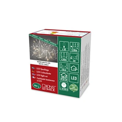 Imagen de Konstsmide Luces de Navidad en Interiores LED Desnudo Alambre/Pin Alambre Cadena luz/Uso Interior (IP20)/50 diodos Blancos cálidos/Transformador 3V/Luces Blanco