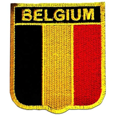 Imagen de Bélgica Bandera Parches Termoadhesivos Bordados Aplique Para Ropa, Tamaño: 6,4 x 7,3 cm