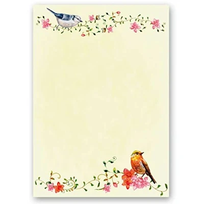 Imagen de Papel de carta hojas estampadas CANCIÓN DEL PÁJARO 20 DIN A4