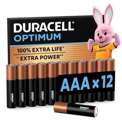 Imagen de Duracell Optimum Pilas AAA (Pack de 12) Alcalinas 1,5 V Hasta 100 % Extra duración o potencia Para las necesidades los dispositivos modernos reciclable LR03 MX2400