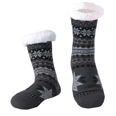 Imagen de Hisonwel Hombre Navidad Calcetines Invierno Gruesos,Calentar Pantuflas de Estar,Por Casa Super Suaves Cómodos Antideslizante(Elk A)