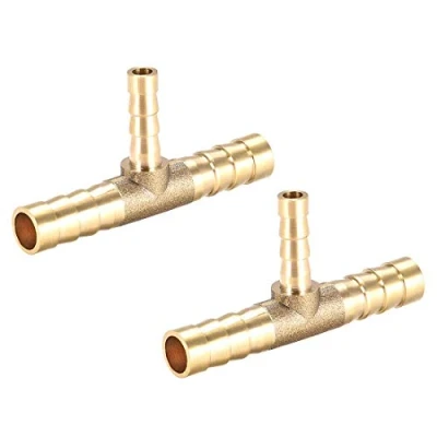 Imagen de 8mm X 5mm Reductor de manguera latón Barb Fitting Tee en forma T Conector púas 3 vías aire combustible gas 2 unids