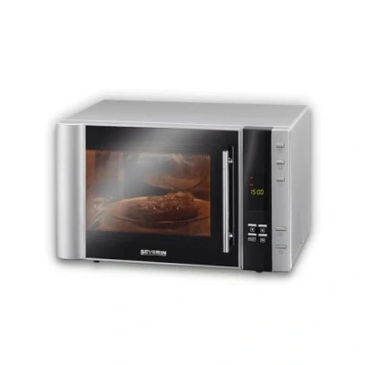 Imagen de SEVERIN microondas con grill y convección 3 en 1, horno 10 programas, digital multifunción plato giratorio 2 rejillas, plateado/negro, MW 7775