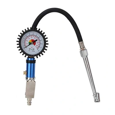 Imagen de Fafeicy Manometro presion neumaticos, inflador de neumáticos autoblocante 12 bares, con manómetro aire y conector rápido