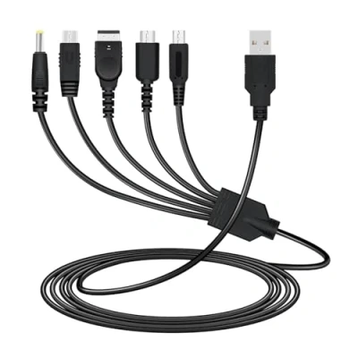 Imagen de Link e : Cable de Carga, Cargador USB 5 en 1 Compatible con Consola Nintendo 3DS, New 3DS XL, 2DS, DSI, DSI Gameboy Advance GBA SP, DS Lite, DS, Gamepad Wii U y SONY PSP 1000/2000/3000