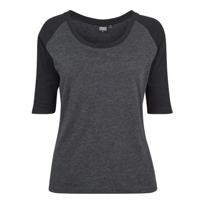 Imagen de Urban Classics Ladies 3/4 Contrast Raglan TEE Camiseta estampada, Mujer, Talla: 5XL, Charcoal/black