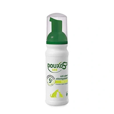 Imagen de DOUXO S3 SEB Espuma antiolor y seborregulador sin enjuague, para perros gatos con caspa, pelo graso mal olor, 150 ml