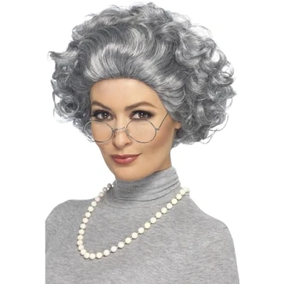 Imagen de Smiffys Kit de abuelita, gris, con peluca, gafas y collar perlas