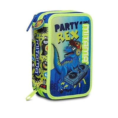 Imagen de Mitama Estuche Escolar 3 Compartimientos SUPER TRIPLO DINO DJ MITAMA, Multicolor con Material Incluido: Lápices, Bolígrafos y Marcadores Gran Capacidad para Niños Adolescentes