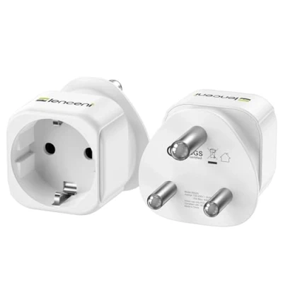 Imagen de LENCENT 2X Adaptador Enchufe Sudáfrica, de Viaje, 2 Pin Europa a 3 Sudáfrica para Namibia, Suazilandia, Mozambique, Lesoto y más (Tipo M)