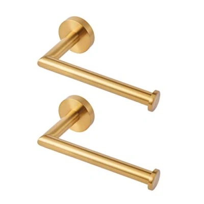 Imagen de HITSLAM portarrollos para Papel higiénico Acero Inoxidable Porta Rollos de higienico baño ontado en la Pared con Tornillos baño, Latón Cepillado 2 Piezas