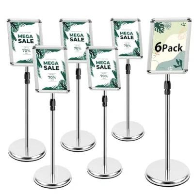 Imagen de Mutualsign 6x Soporte ajustable para carteles de información Anuncio la muestra bodas / Show Display Tamaño A4 (Plata A4)