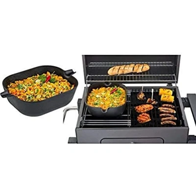 Imagen de Tepro Guss Wok Einleger f in Rost System eckig (#8570) Bandeja fundición, Metal, Negro, 24 x 35 10 cm