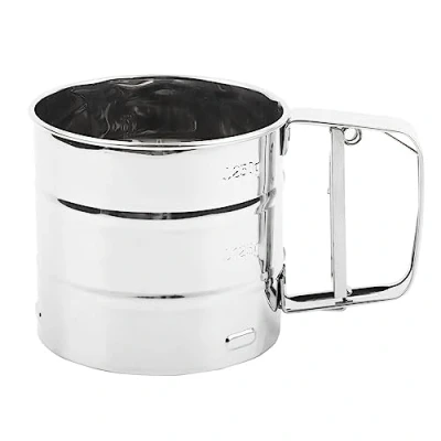 Imagen de Tamiz Harina Acero Inoxidable Manual Mano Mango Antideslizante Herramienta Para Hornear Cocina Diseño Hoja Giratoria