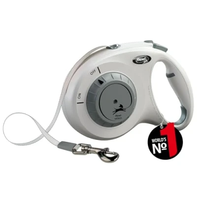 Imagen de flexi® Select Belt Correa Ajustable para Perros de hasta 25 kg, 7 m, Color Gris Claro, 0 m