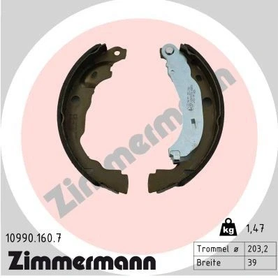 Imagen de ZIMMERMANN 10990.160.7 Zapatas de Freno Mano con palanca, Foto correspondiente a la entrega