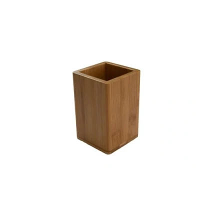 Imagen de Bagnoxx Cepillo de Dientes Vaso Bambú 7.6x7.6x11cm Almacenamiento Pasta Dientes, Portacepillo
